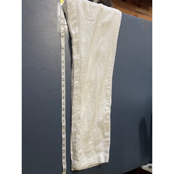 Womens Linen Pants Size 8 White Drawstring Waist Coastal Beach Boho Lagenlook - Picture 4 of 12
